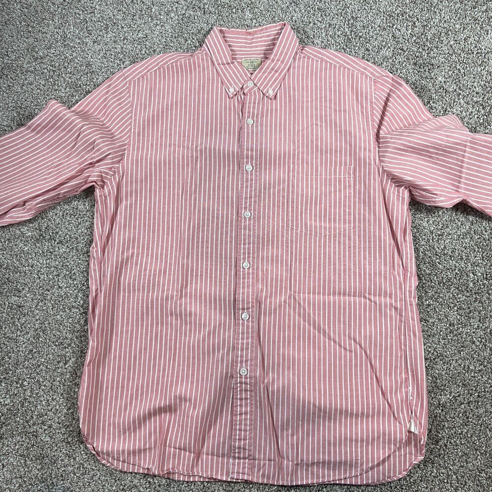 Sewn For J Crew Shirt Mens Large Pink Stripe Button Up 2 Ply Prep Classic - Picture 3 of 13